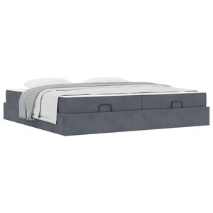 vidaXL Cadre de lit avec matelas avec matelas 2 Pièces Gris Foncé Velours
