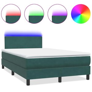 vidaXL Sommier à lattes de lit et matelas et LED vert foncé 120x220cm velours