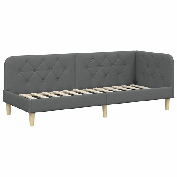 vidaXL Cadre de lit d'angle Gris foncé 80 x 200 cm tissu
