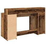 Bureau table poste de travail meuble d'ordinateur informatique étude avec lumières LED vieux bois bois d'ingénierie brun 02_0023435