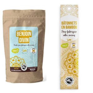 DIY encens - 100 Bâtonnets nus en bambou + Poudre Benjoin Divin