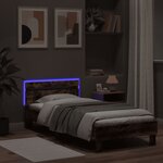 vidaXL Cadre de lit sans matelas avec lumières LED chêne fumé 75x190cm