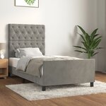 vidaXL Cadre de lit avec tête de lit Gris clair 80x200 cm Velours