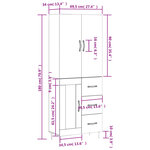 vidaXL Buffet haut Sonoma gris 69 5x34x180 cm Bois d'ingénierie