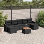 vidaXL Salon de jardin 8 Pièces avec coussins noir résine tressée