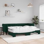 vidaXL Lit de jour avec gigogne et matelas vert foncé 80x200cm velours
