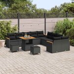 vidaXL Ensemble de canapé de jardin 13 Pièces Noir polyrotin