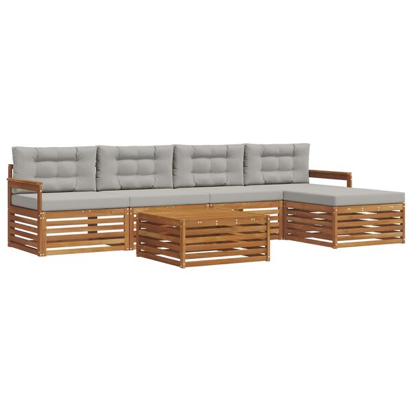 vidaXL Ensemble de canapés d'extérieur 6 pc Gris Naturel et Clair