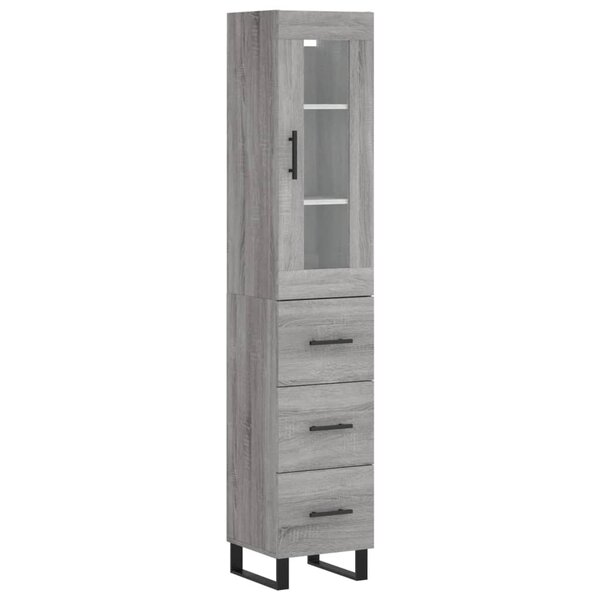 vidaXL Buffet haut Sonoma gris 34 5x34x180 cm Bois d'ingénierie
