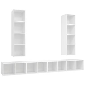 vidaXL Meubles TV muraux 4 Pièces Blanc Bois d'ingénierie