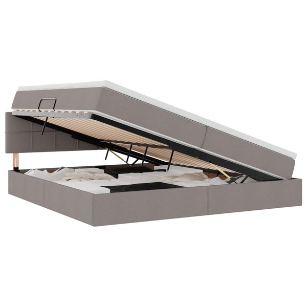 vidaXL Lit avec rangement et LED Taupe 200 x 200 cm Polyester