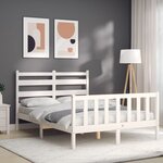 vidaXL Cadre de lit avec tête de lit blanc 140x190 cm bois massif