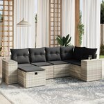 vidaXL Salon de jardin 6 Pièces avec coussins gris clair résine tressée