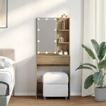 vidaXL Coiffeuse avec LED chêne artisanal 60x40x140 cm