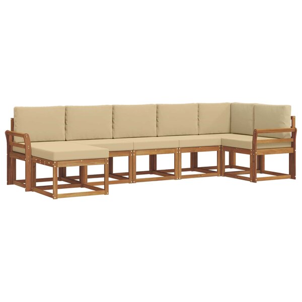 vidaXL Ensemble de canapés d'extérieur 7 pc Naturel et Beige