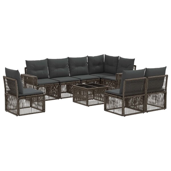 vidaXL Ensemble de canapé de jardin 9 Pièces Gris et Gris foncé polyrotin