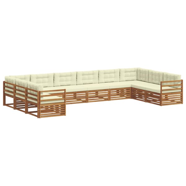 vidaXL Ensembles de canapés 3 pc Naturel et Crème Bois d'Acacia Massif