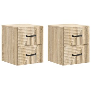 vidaXL Cabinet de chevet mural 2 pc Chêne Sonoma 34 5 x 33 x 40 cm