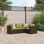 vidaXL Salon de jardin 4 Pièces avec coussins Marron Résine tressée