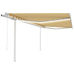 vidaXL Auvent automatique capteur de vent/LED 4x3 5 m Jaune et blanc