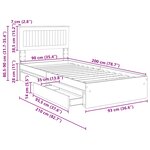 vidaXL Lit de Rangement Gris Sonoma 90 x 200 cm Bois d'ingénierie
