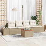 vidaXL Canapé de jardin 5 Pièces Beige  blanc 55 x 55 x 37 cm