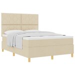 vidaXL Lit Box Spring avec matelas crème 160x200 cm en tissu