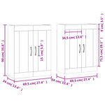 vidaXL Armoires murales 2 Pièces chêne fumé bois d'ingénierie