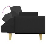 vidaXL Canapé-lit à 2 places avec repose-pied noir tissu
