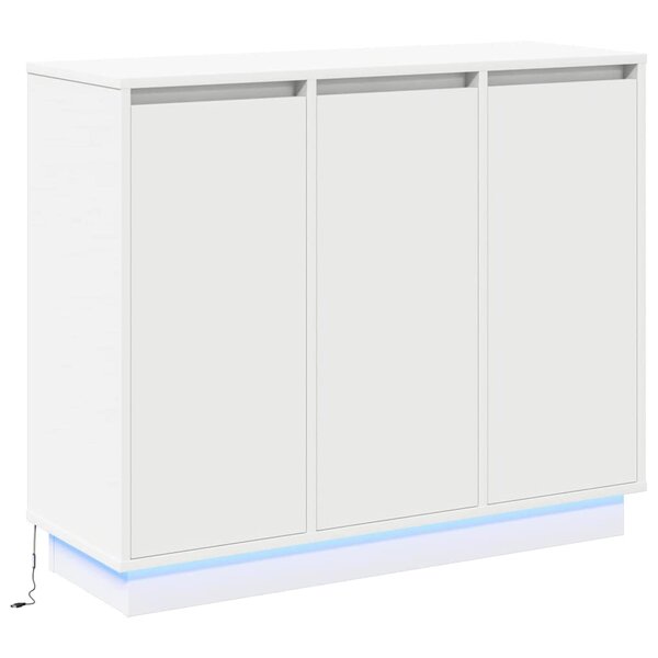 Buffet vidaXL avec LED Blanc 90x32x75 cm en bois d'ingénierie