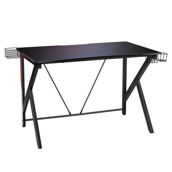 Bureau gamer bureau de jeu pour gaming avec stockage vidéo porte-gobelet et crochet 115 x 73 x 76 5 cm noir 20_0005670