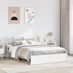 vidaXL Cadre de lit avec tête de lit sans matelas blanc 140x190 cm
