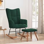 vidaXL Chaise à bascule avec repose-pied Vert foncé Velours