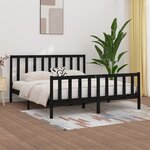 vidaXL Cadre de lit Noir Bois massif 200x200 cm