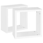 vidaXL Étagères cube murales 2 Pièces Blanc 30x15x30 cm
