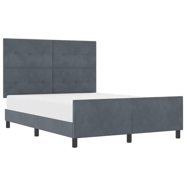 vidaXL Lit à ressorts avec tête de lit Gris foncé 140 x 190 cm Velours