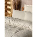 Parure de lit - housse de couette 220 x 240 + 2 taies d'oreiller 60 x 60 coton renforcé - Crème