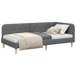 vidaXL Cadre de lit d'angle Gris foncé 90 x 190 cm tissu