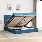 vidaXL Cadre de lit ottoman avec matelas bleu foncé 200x200 cm velours
