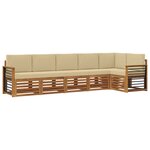 vidaXL Ensemble de canapés d'extérieur 6 pc Naturel et Beige Polyester