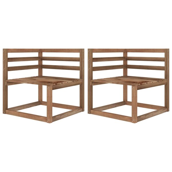 vidaXL Canapés d'angle palette de jardin 2 Pièces Marron Pin imprégné