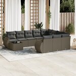 vidaXL Salon de jardin 11 Pièces avec coussins gris clair résine tressée