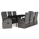 vidaXL Ensemble à manger de jardin avec coussins 9 Pièces Gris