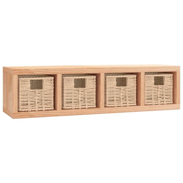 vidaXL Étagère murale avec paniers 62x18x16 cm Bois massif de noyer