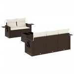 vidaXL Salon de jardin avec coussins 6 Pièces marron résine tressée