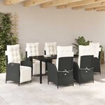vidaXL Ensemble de salle à manger pour jardin 7 Pièces Noir Poly rotin
