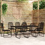 vidaXL Ensemble à manger de jardin 9 Pièces Noir