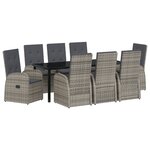 vidaXL Ensemble de salle à manger de jardin 9 pièces avec coussins Rattan PE gris