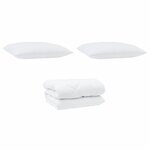 vidaXL Duvet d'hiver avec oreiller 3 Pièces Blanc Microfibre