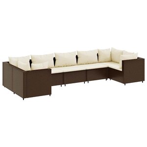 vidaXL Salon de jardin avec coussins 7 Pièces marron résine tressée